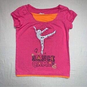 Dance Camp Pink Orange Short Sleeve Shirt Girl’s 7-8 Tee T-Shirt Spring Top